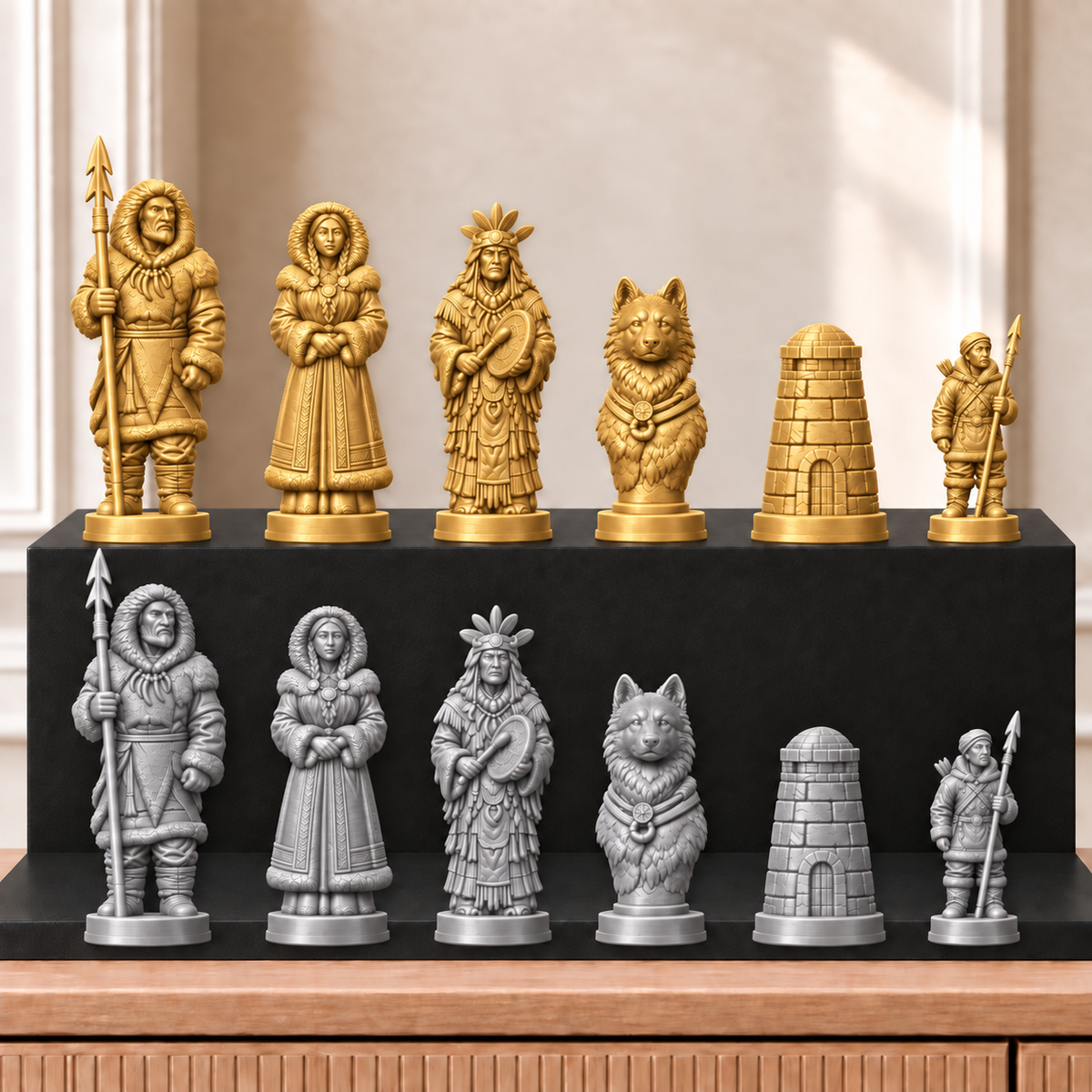 Inuit – thematisches Schachfigurenset mit 32 Figuren – Ansicht 4