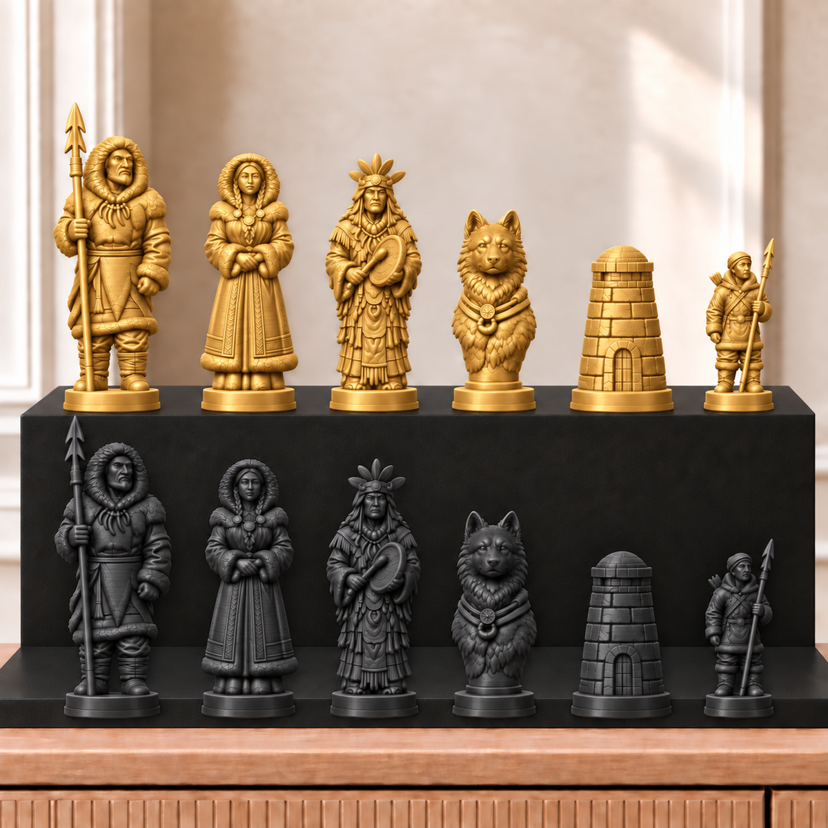 Inuit – thematisches Schachfigurenset mit 32 Figuren – Ansicht 5