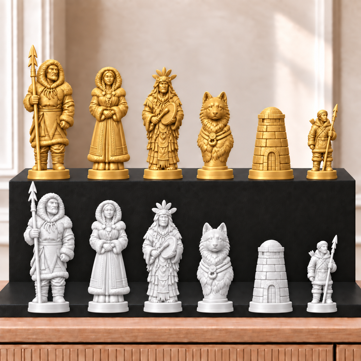 Inuit – thematisches Schachfigurenset mit 32 Figuren – Ansicht 6