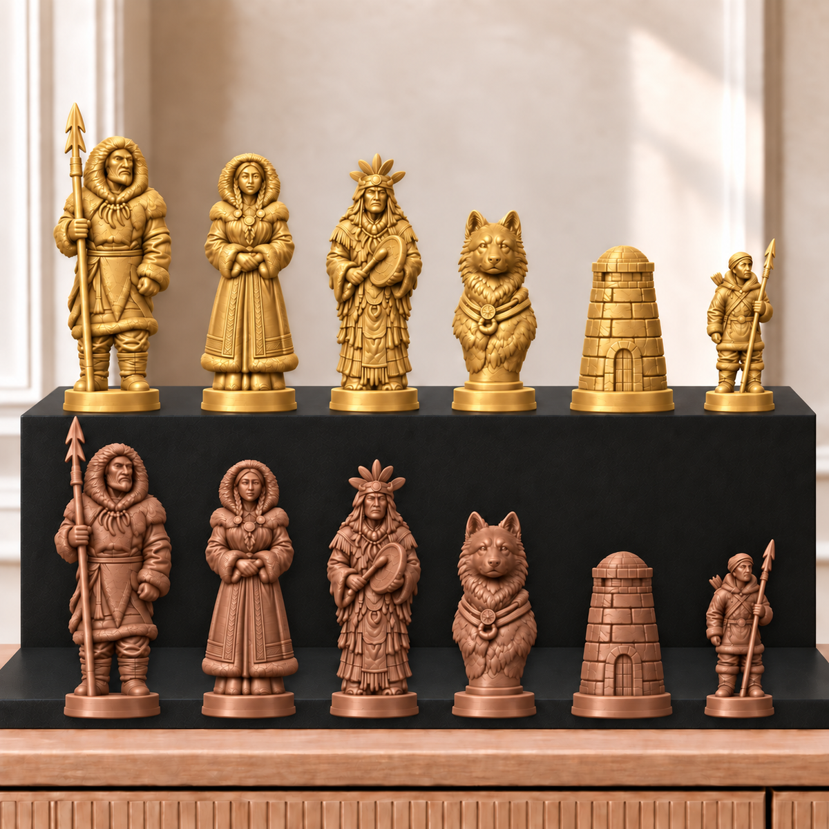 Inuit – thematisches Schachfigurenset mit 32 Figuren – Ansicht 7