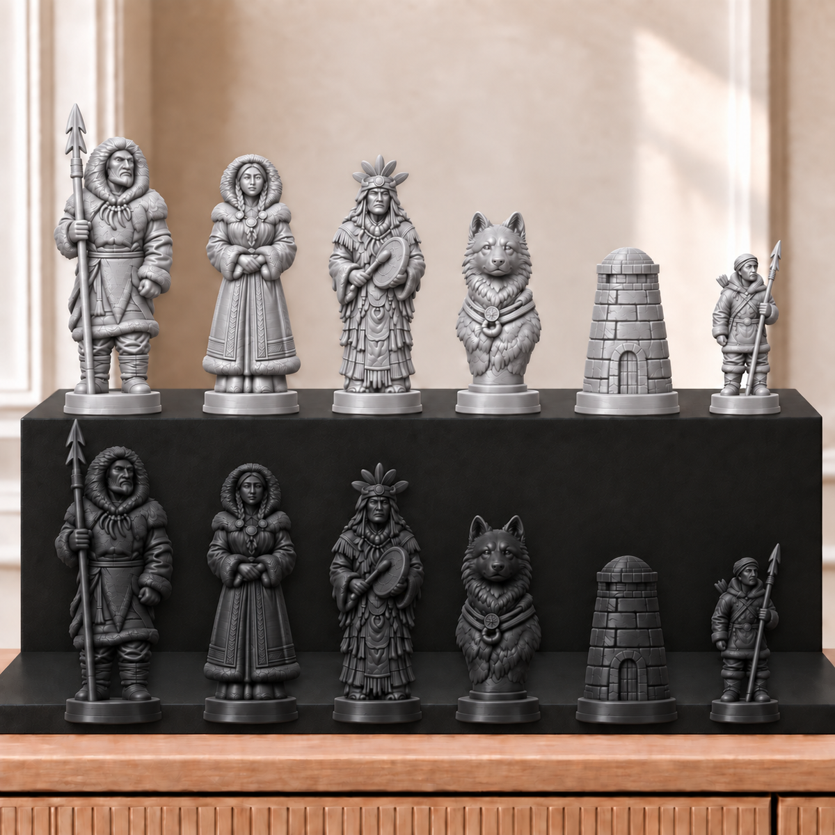 Inuit – thematisches Schachfigurenset mit 32 Figuren – Ansicht 8