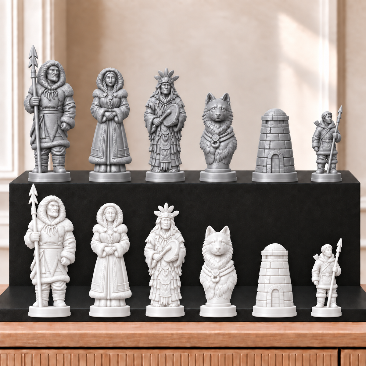 Inuit – thematisches Schachfigurenset mit 32 Figuren – Ansicht 9