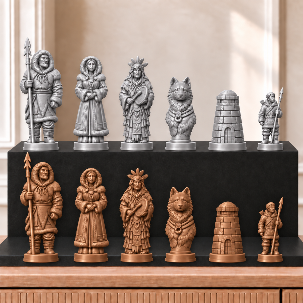 Inuit – thematisches Schachfigurenset mit 32 Figuren – Ansicht 10