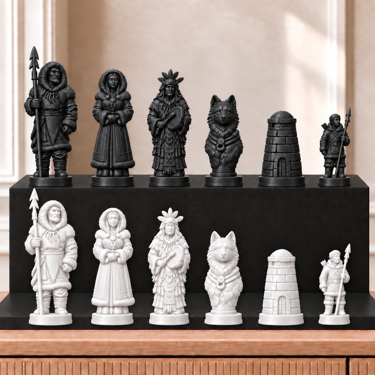 Inuit – thematisches Schachfigurenset mit 32 Figuren – Ansicht 11