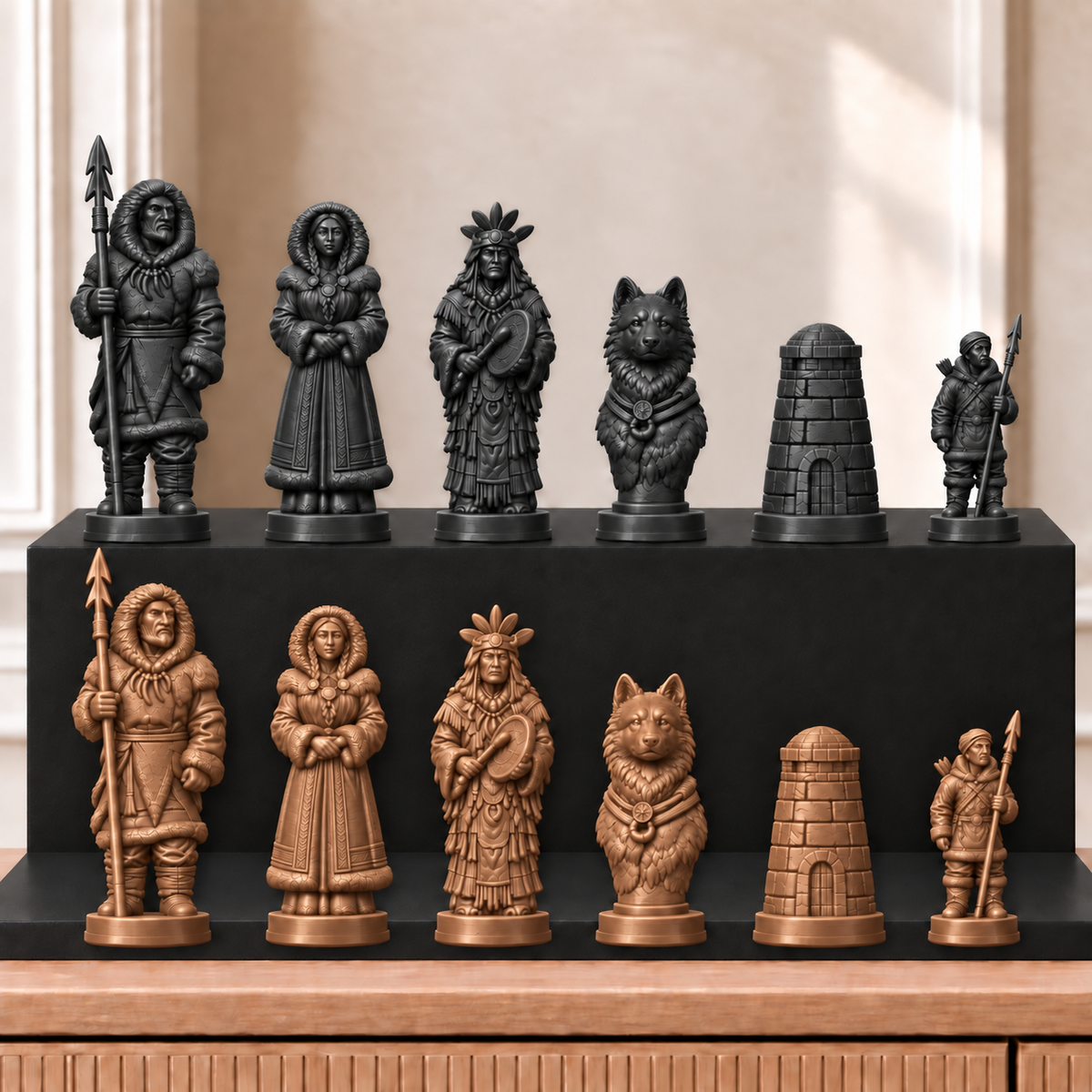 Inuit – thematisches Schachfigurenset mit 32 Figuren – Ansicht 12