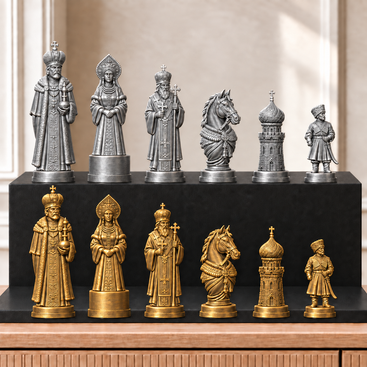 Zaren – thematisches Schachfigurenset mit 32 Figuren – Ansicht 2