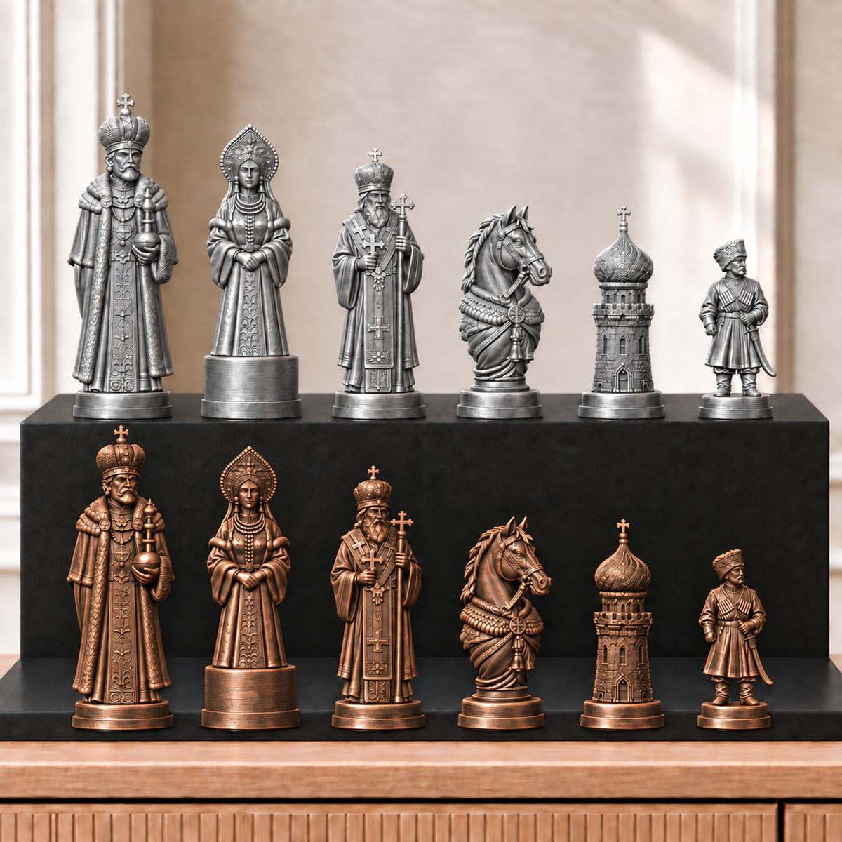 Zaren – thematisches Schachfigurenset mit 32 Figuren – Ansicht 3