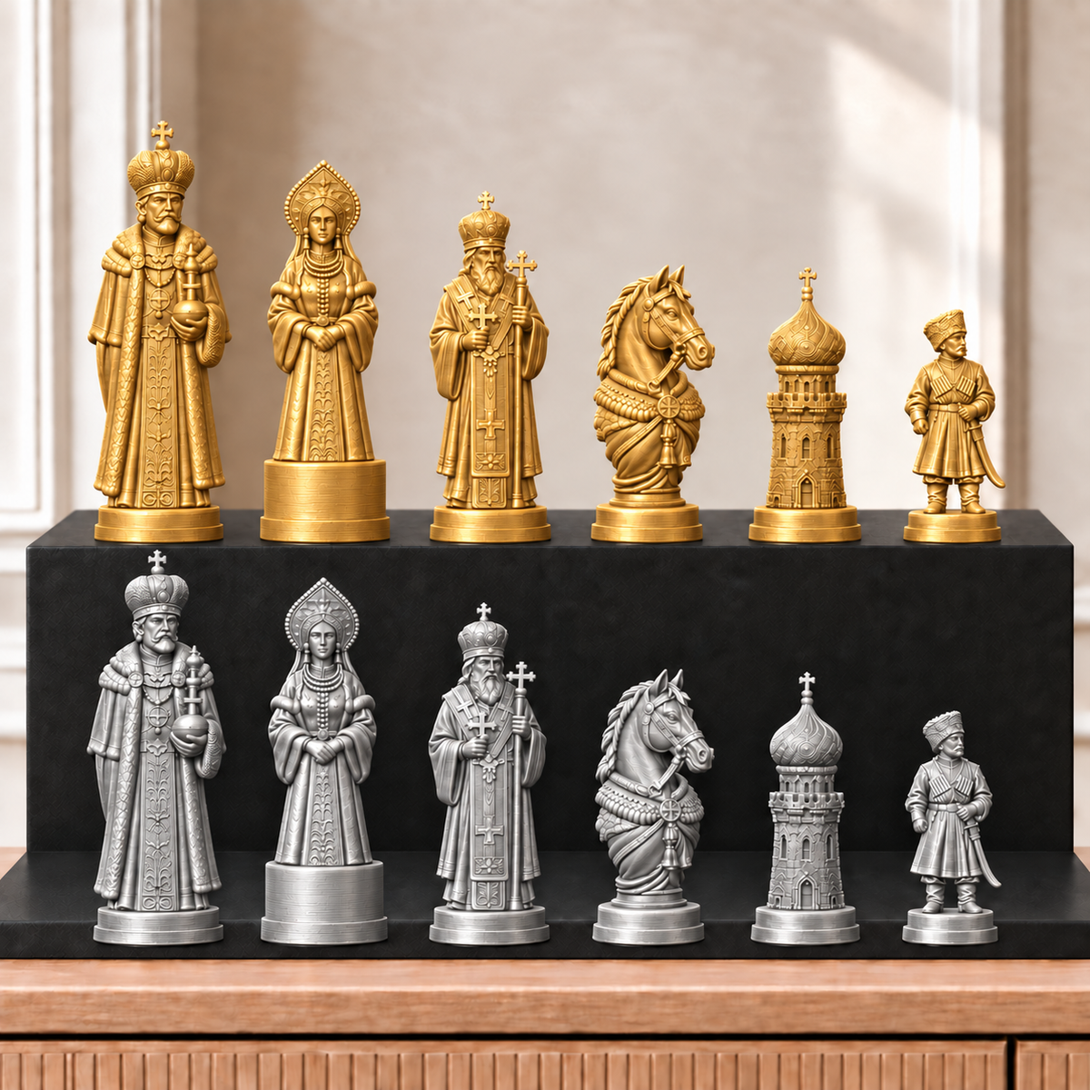 Zaren – thematisches Schachfigurenset mit 32 Figuren – Ansicht 4