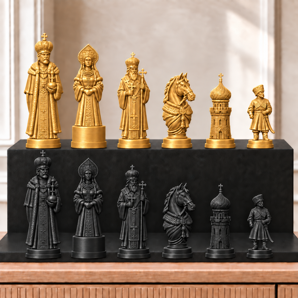 Zaren – thematisches Schachfigurenset mit 32 Figuren – Ansicht 5