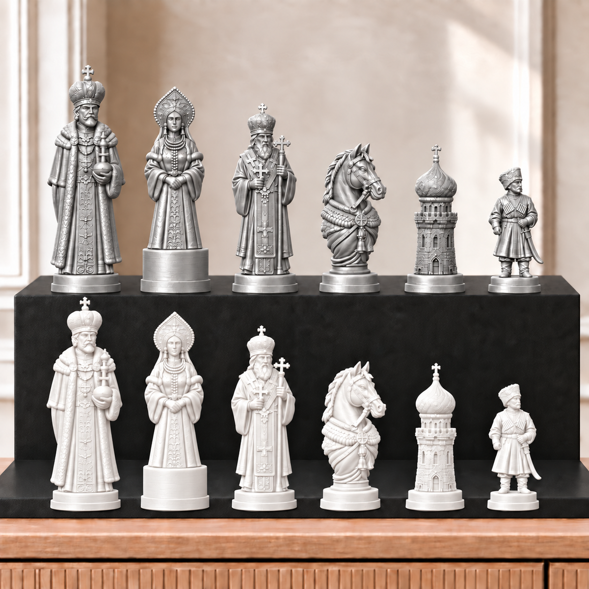 Zaren – thematisches Schachfigurenset mit 32 Figuren – Ansicht 9