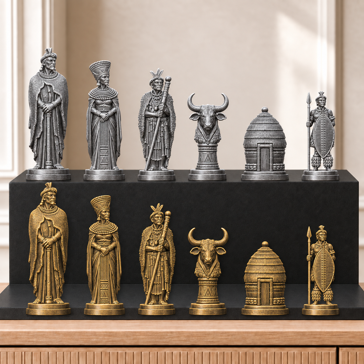 Zulu – thematisches Schachfigurenset mit 32 Figuren – Ansicht 2