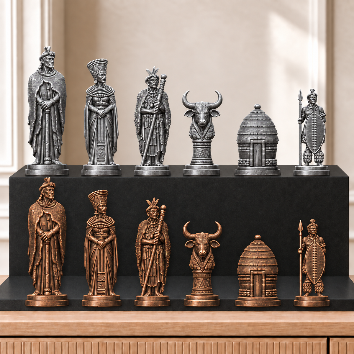 Zulu – thematisches Schachfigurenset mit 32 Figuren – Ansicht 3