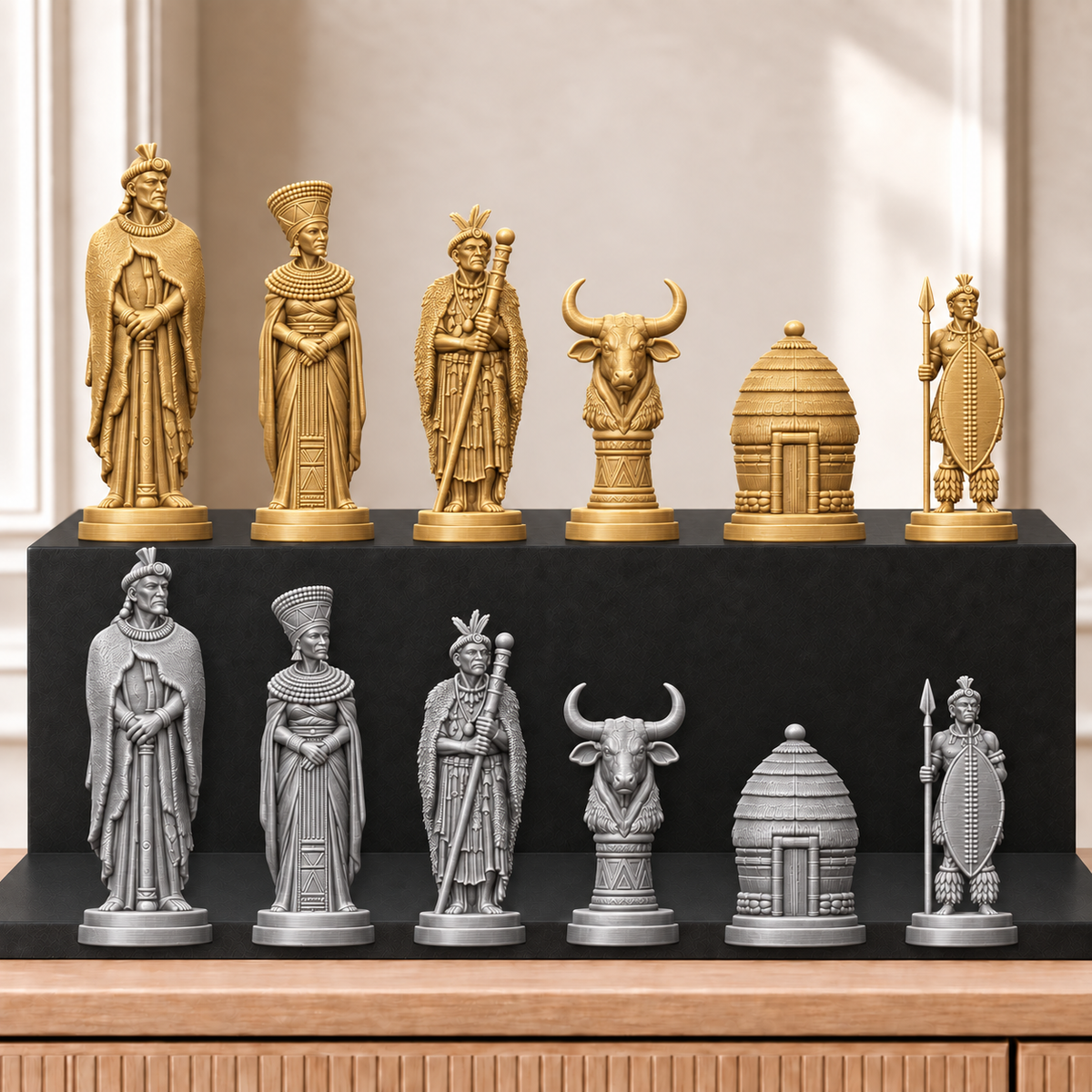 Zulu – thematisches Schachfigurenset mit 32 Figuren – Ansicht 4