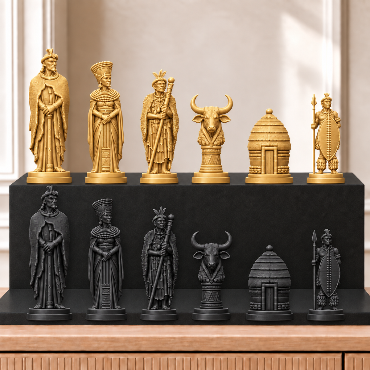 Zulu – thematisches Schachfigurenset mit 32 Figuren – Ansicht 5