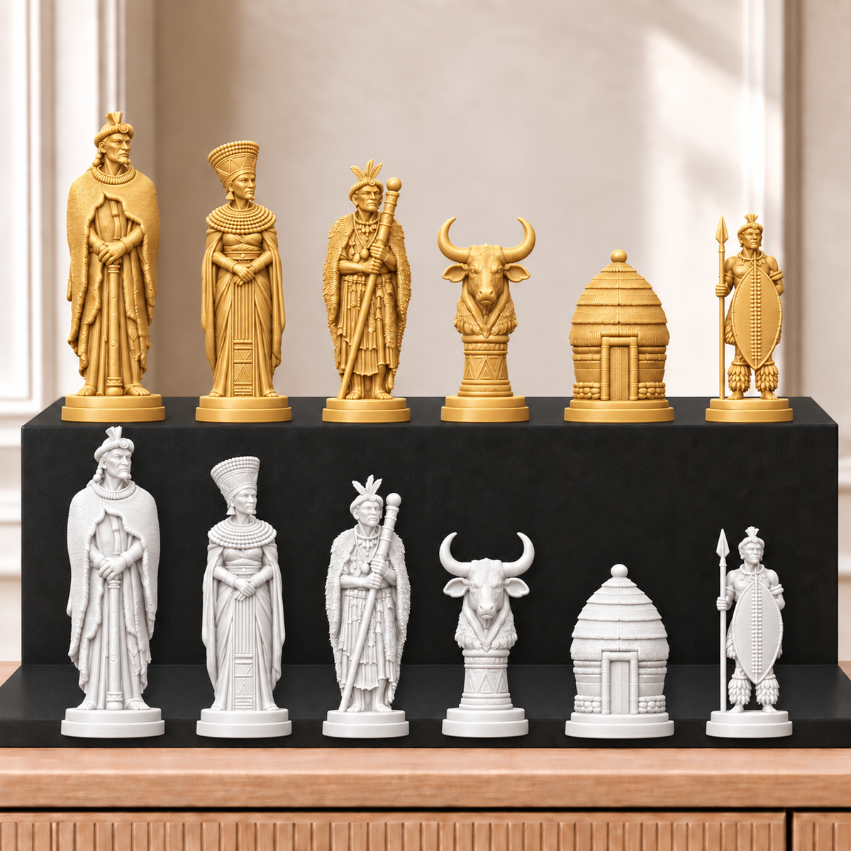 Zulu – thematisches Schachfigurenset mit 32 Figuren – Ansicht 6