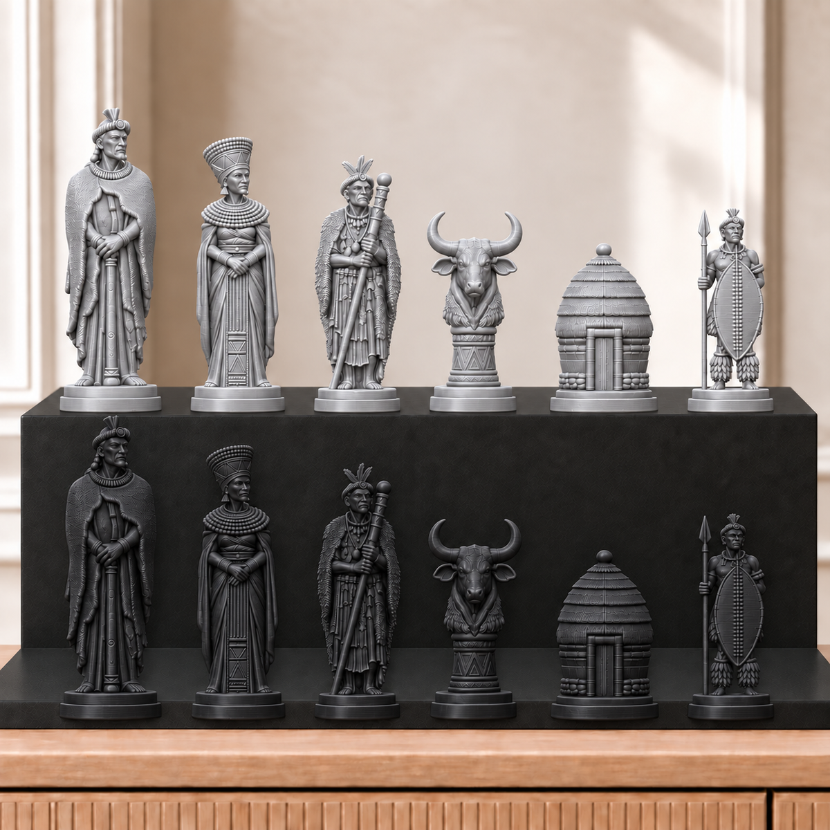 Zulu – thematisches Schachfigurenset mit 32 Figuren – Ansicht 8