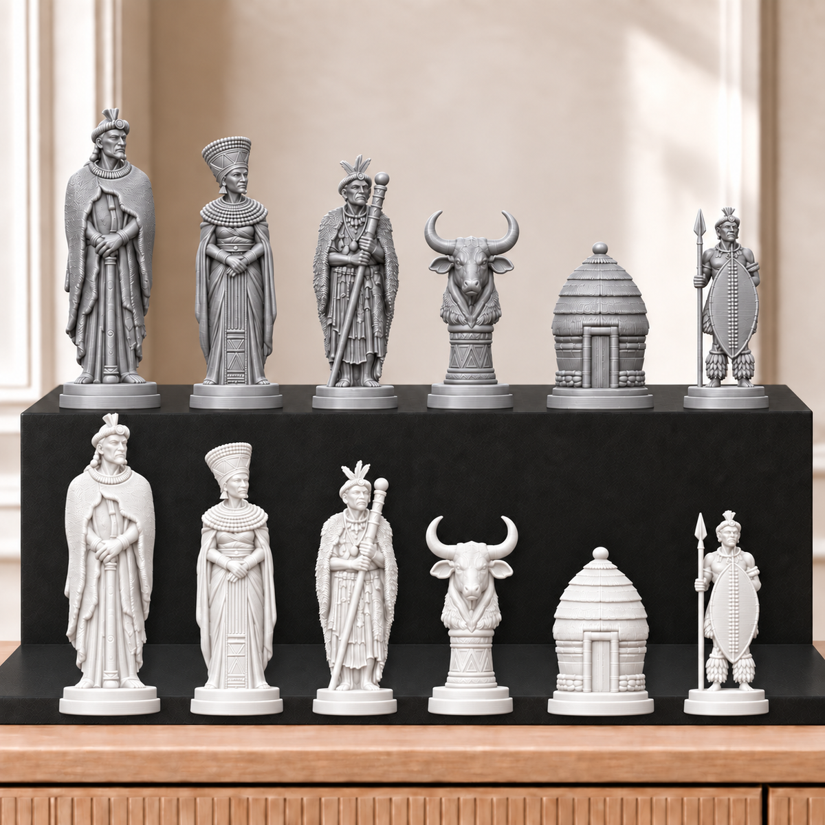 Zulu – thematisches Schachfigurenset mit 32 Figuren – Ansicht 9