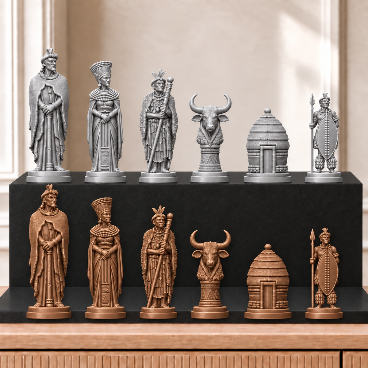 Zulu – thematisches Schachfigurenset mit 32 Figuren – Ansicht 10