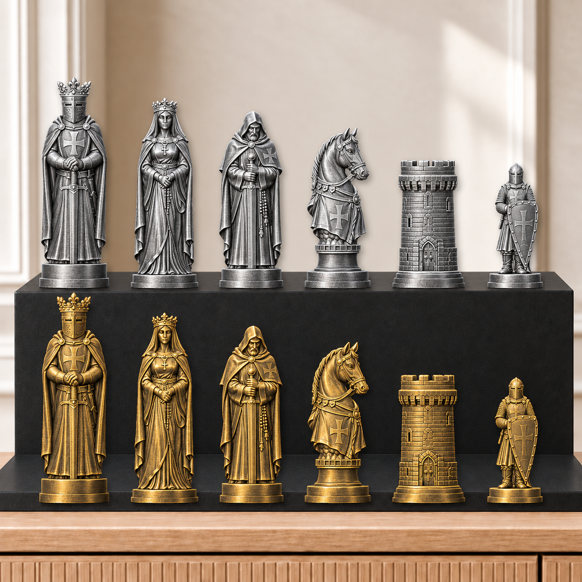 Kreuzritter – thematisches Schachfigurenset mit 32 Figuren – Ansicht 2