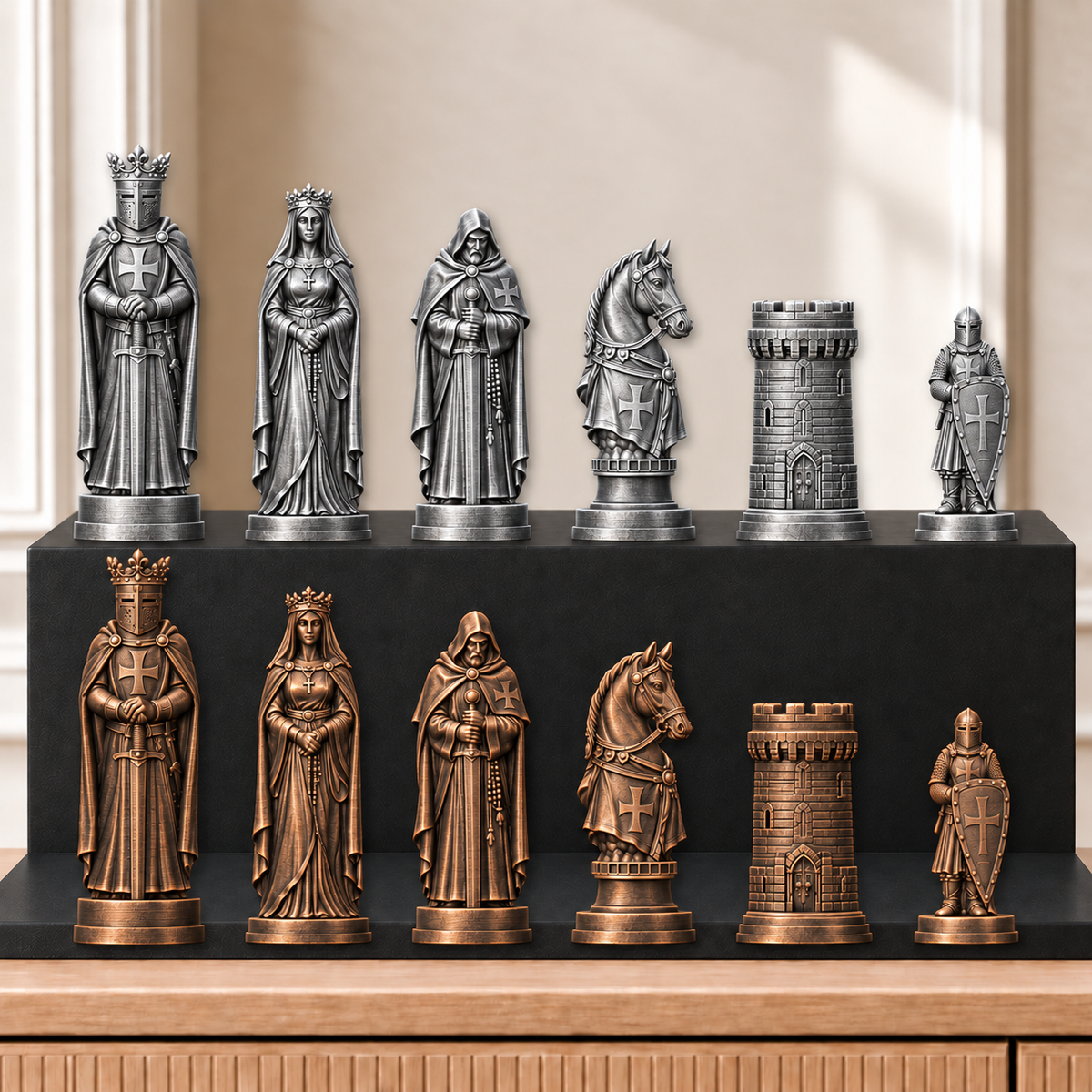 Kreuzritter – thematisches Schachfigurenset mit 32 Figuren – Ansicht 3