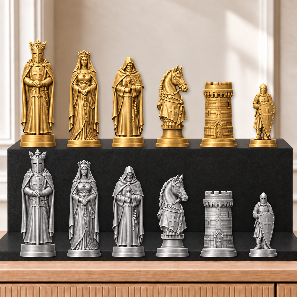 Kreuzritter – thematisches Schachfigurenset mit 32 Figuren – Ansicht 4