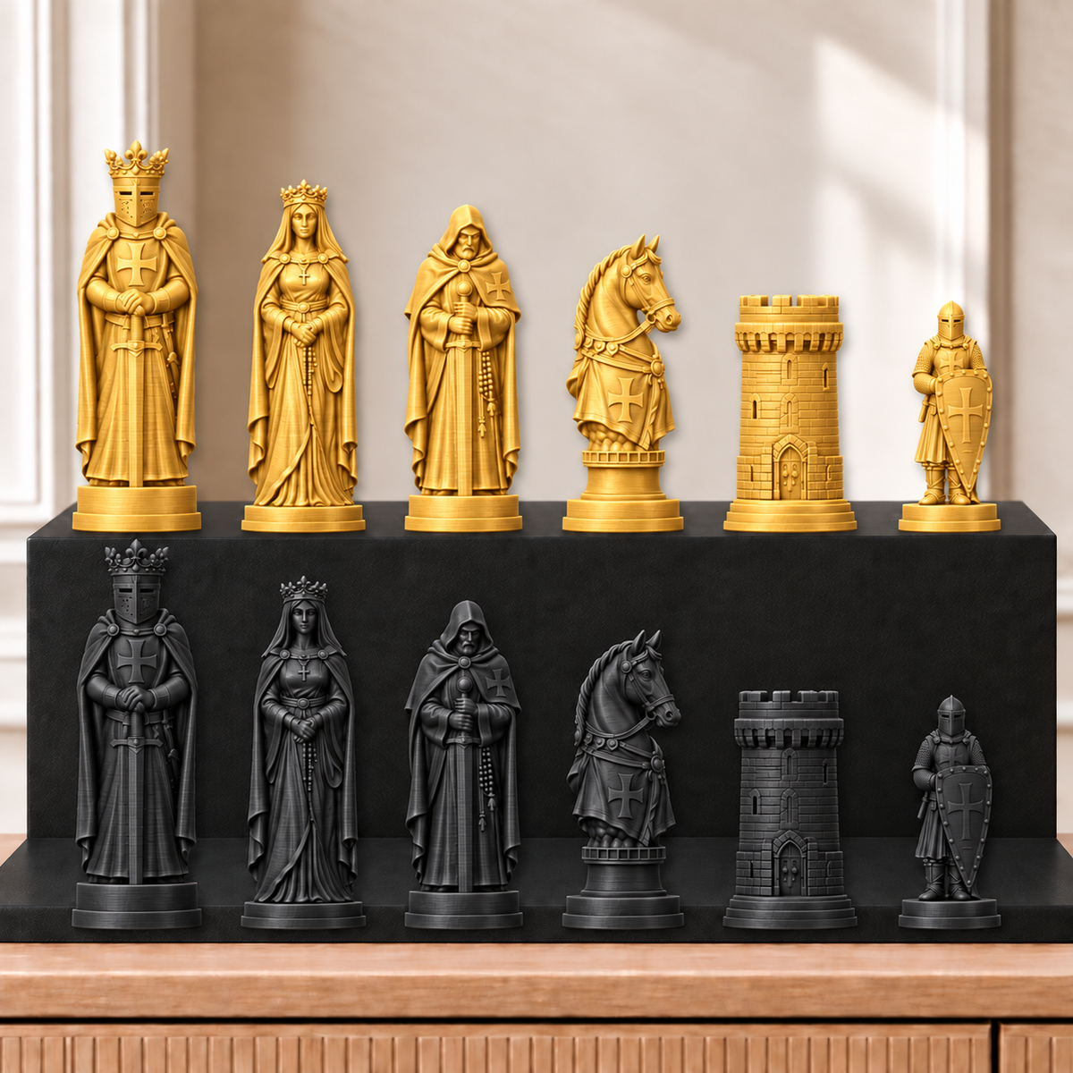 Kreuzritter – thematisches Schachfigurenset mit 32 Figuren – Ansicht 5