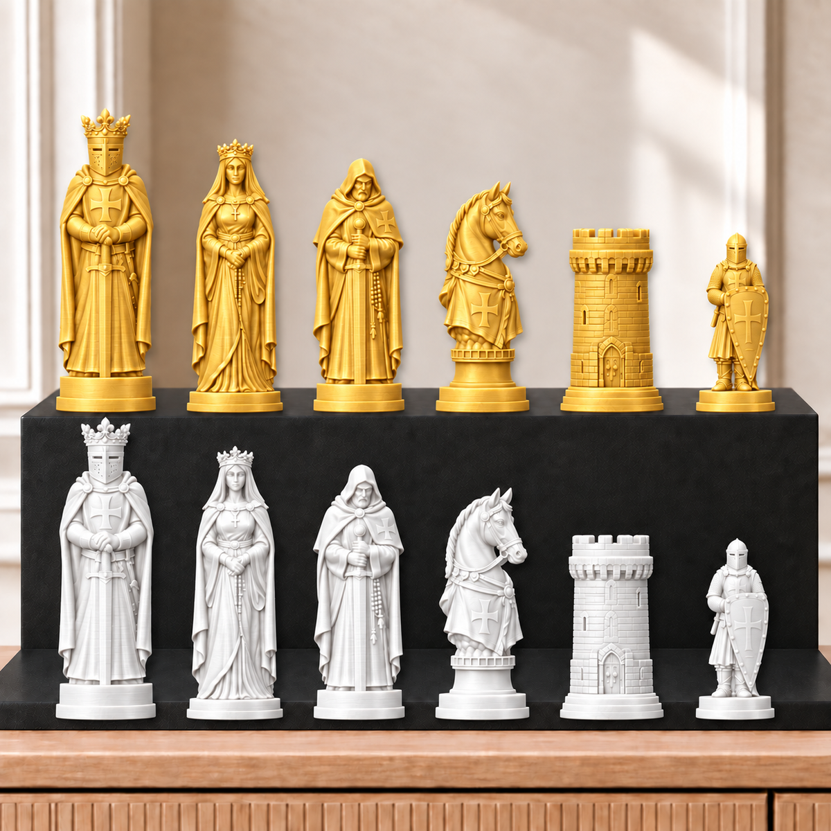 Kreuzritter – thematisches Schachfigurenset mit 32 Figuren – Ansicht 6