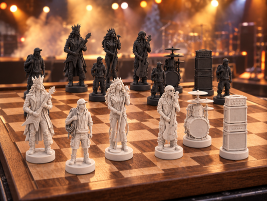 Rockband – thematisches Schachfigurenset mit 32 Figuren – Ansicht 1