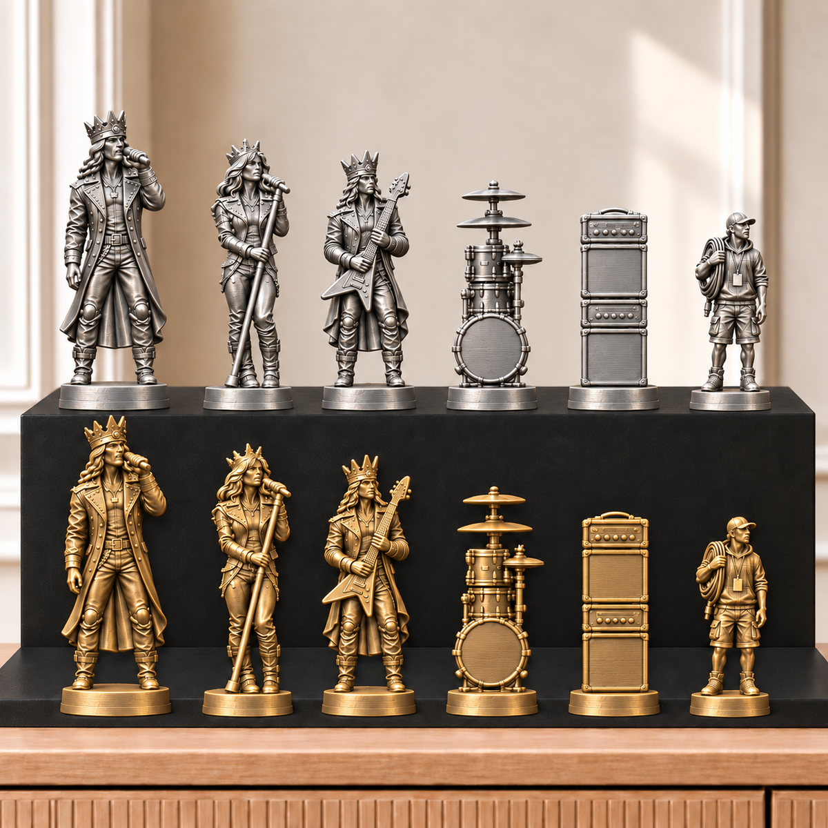 Rockband – thematisches Schachfigurenset mit 32 Figuren – Ansicht 2