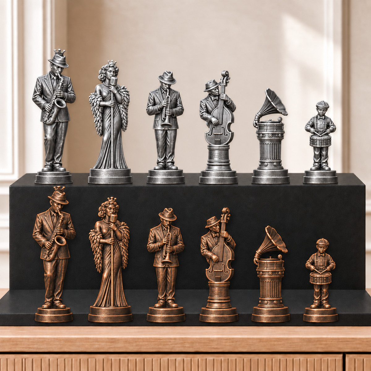 Jazz – thematisches Schachfigurenset mit 32 Figuren – Ansicht 3