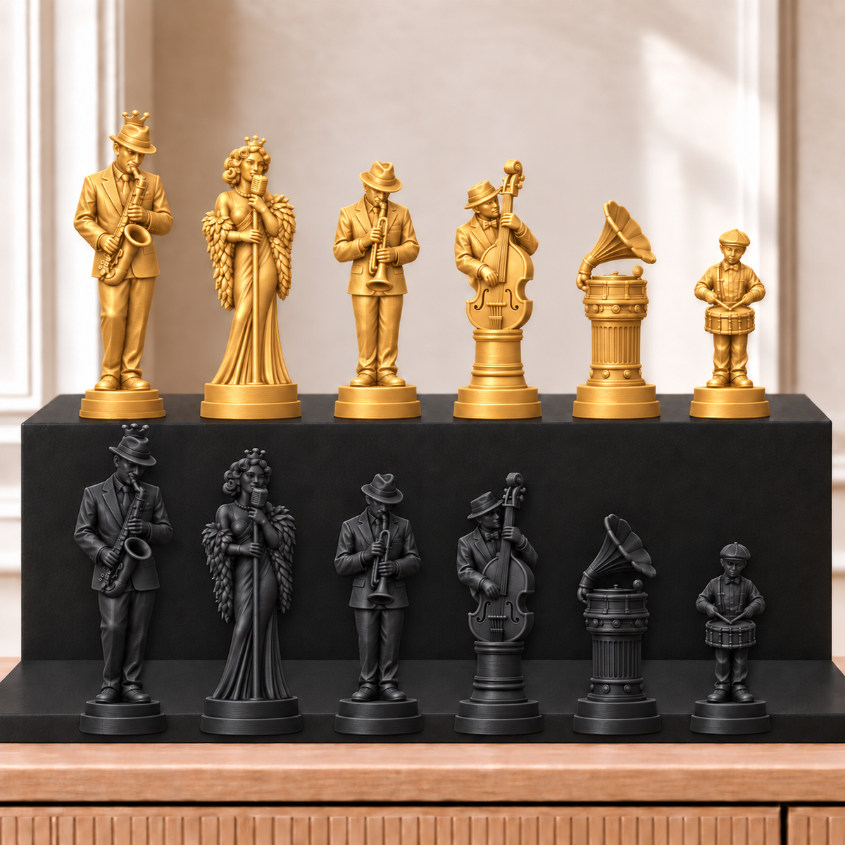 Jazz – thematisches Schachfigurenset mit 32 Figuren – Ansicht 5