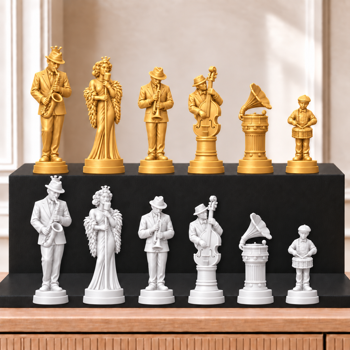 Jazz – thematisches Schachfigurenset mit 32 Figuren – Ansicht 6