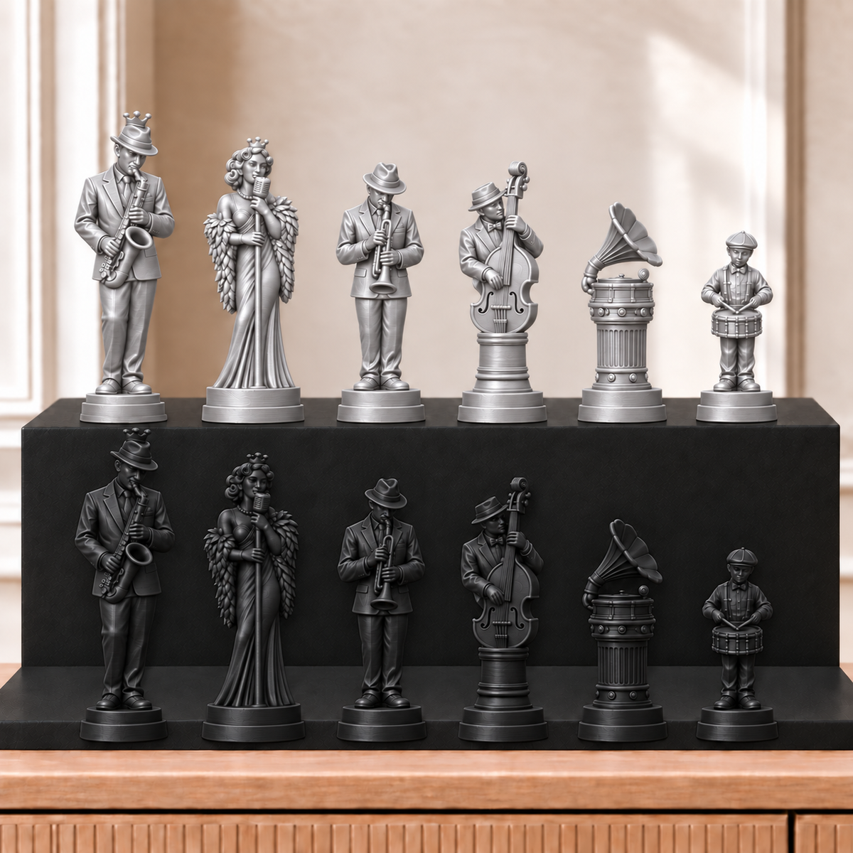Jazz – thematisches Schachfigurenset mit 32 Figuren – Ansicht 8