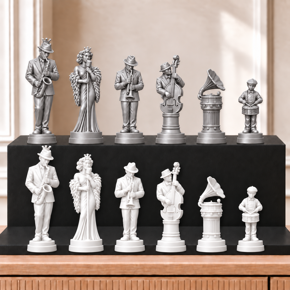 Jazz – thematisches Schachfigurenset mit 32 Figuren – Ansicht 9