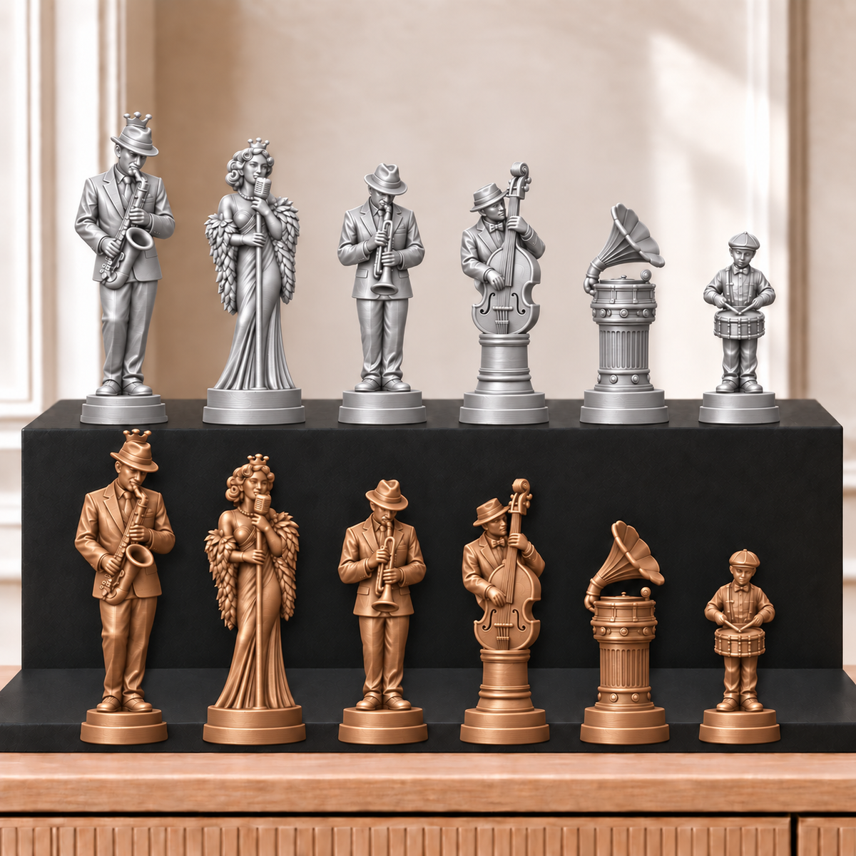 Jazz – thematisches Schachfigurenset mit 32 Figuren – Ansicht 10