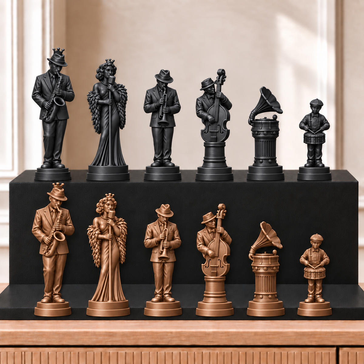 Jazz – thematisches Schachfigurenset mit 32 Figuren – Ansicht 12