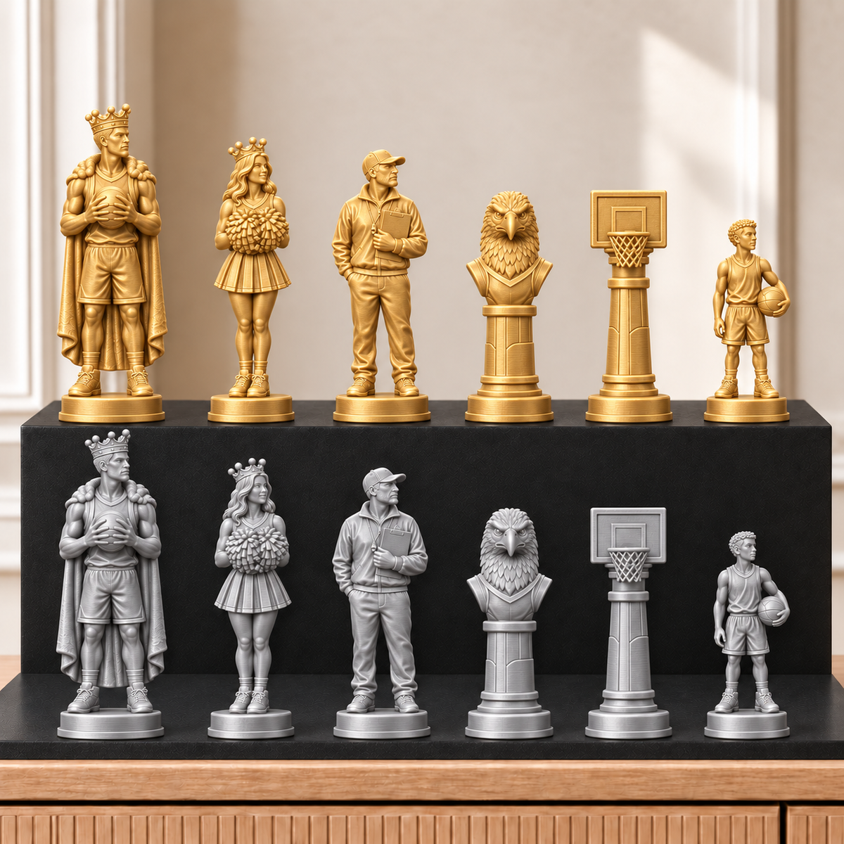 Basketball – thematisches Schachfigurenset mit 32 Figuren – Ansicht 4