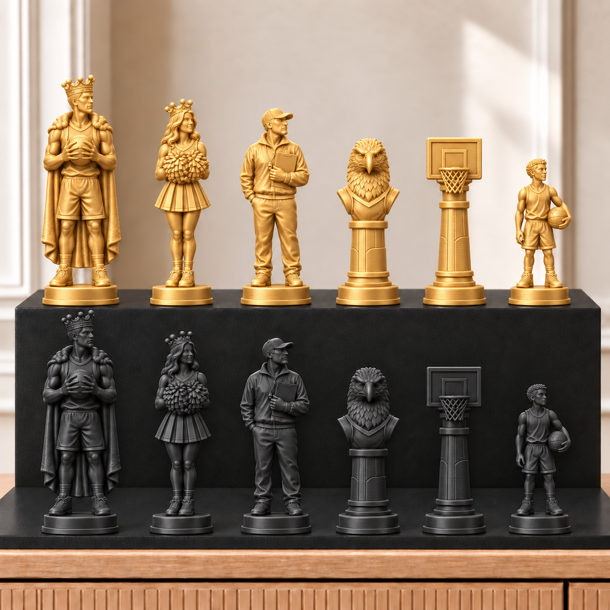 Basketball – thematisches Schachfigurenset mit 32 Figuren – Ansicht 5