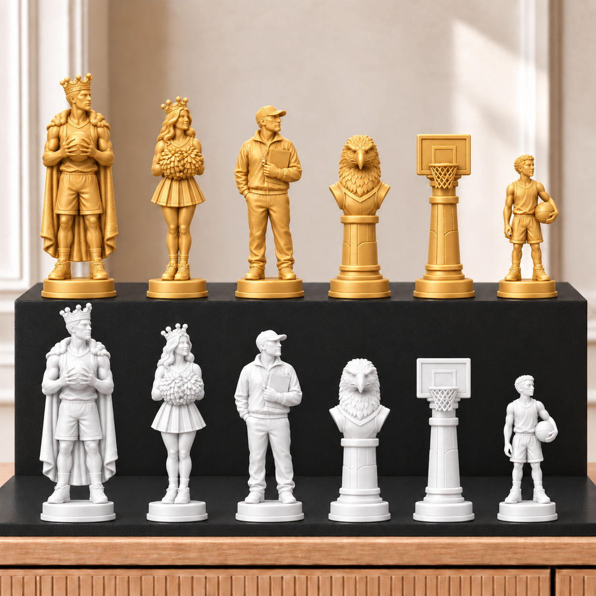 Basketball – thematisches Schachfigurenset mit 32 Figuren – Ansicht 6