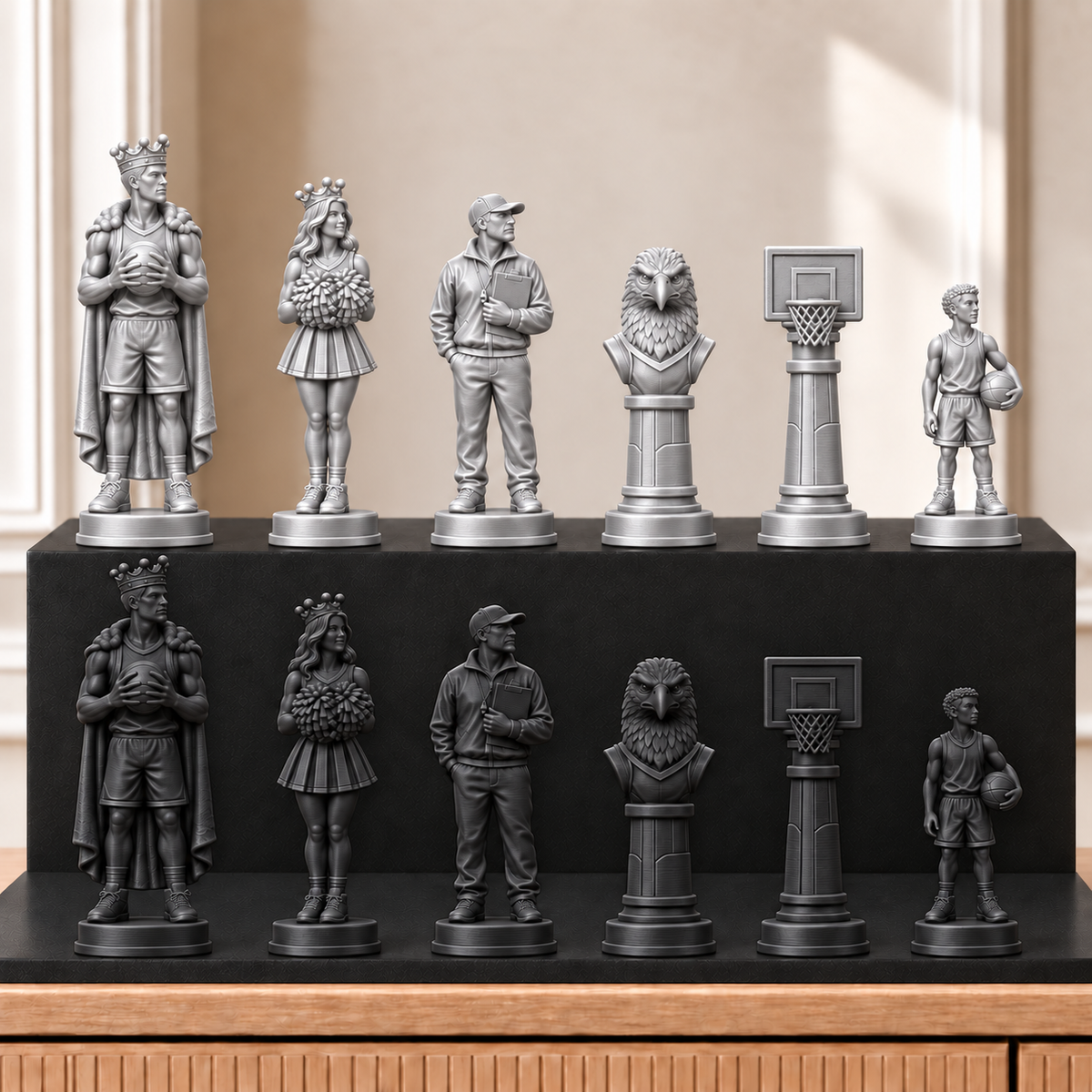 Basketball – thematisches Schachfigurenset mit 32 Figuren – Ansicht 8