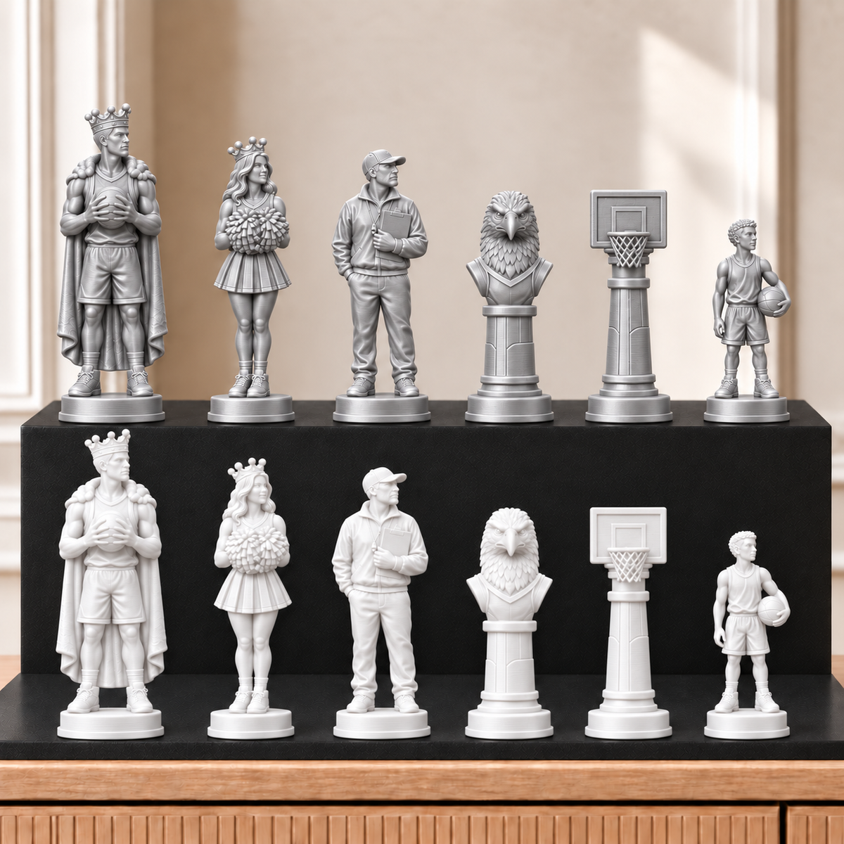 Basketball – thematisches Schachfigurenset mit 32 Figuren – Ansicht 9