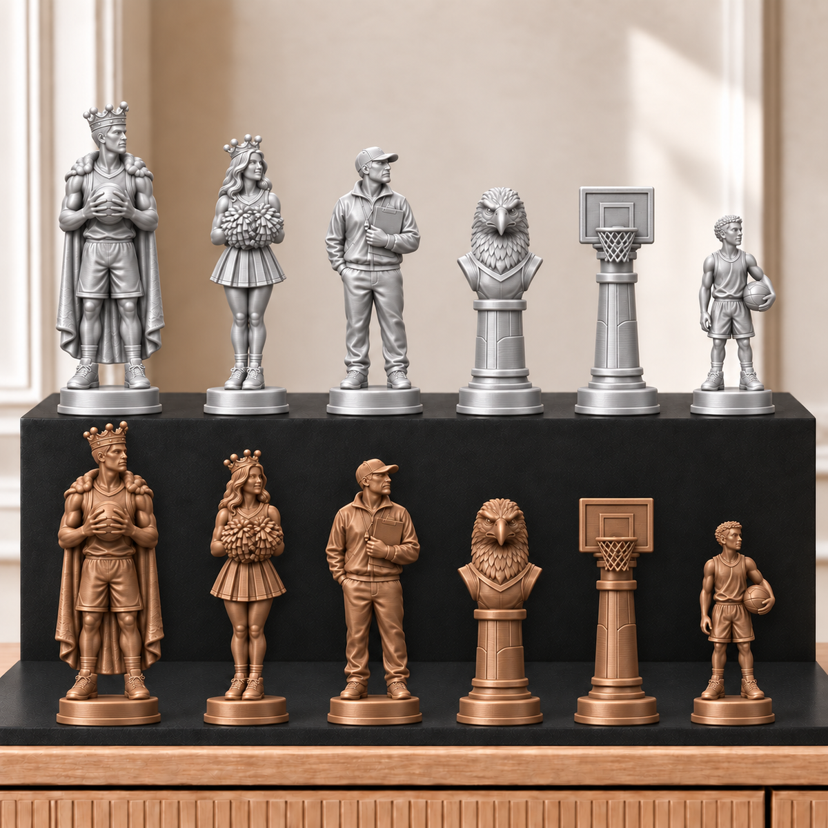 Basketball – thematisches Schachfigurenset mit 32 Figuren – Ansicht 10