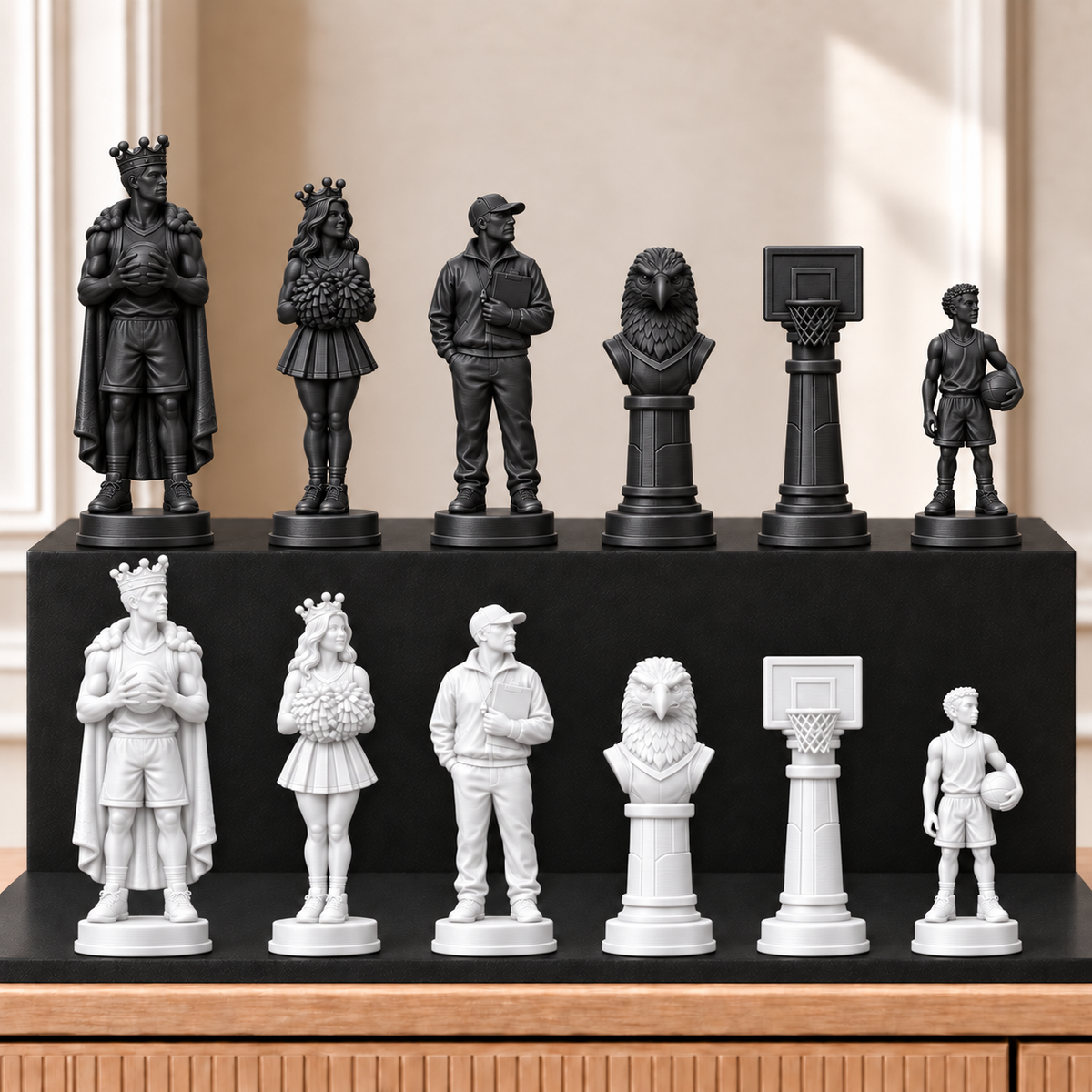 Basketball – thematisches Schachfigurenset mit 32 Figuren – Ansicht 11