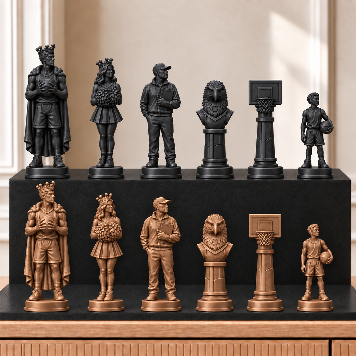 Basketball – thematisches Schachfigurenset mit 32 Figuren – Ansicht 12