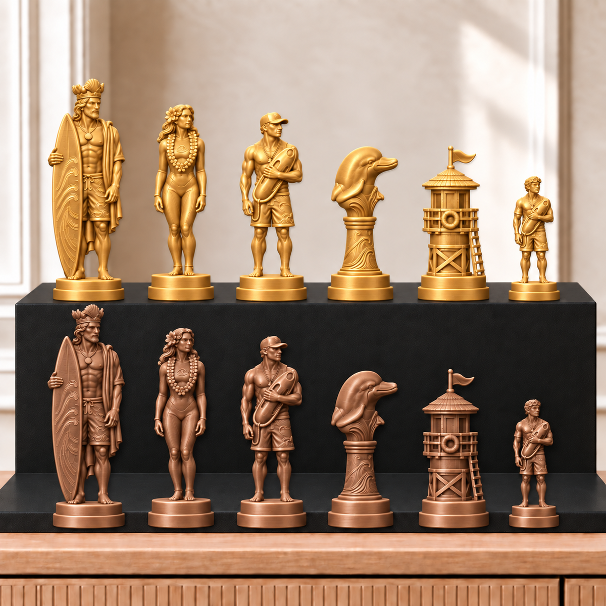 Surfen – thematisches Schachfigurenset mit 32 Figuren – Ansicht 7