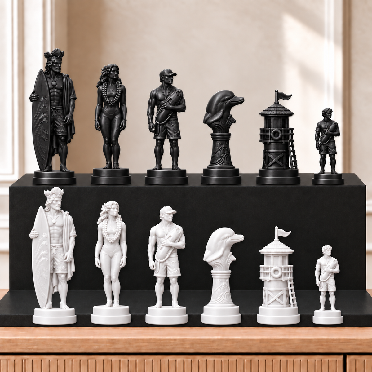 Surfen – thematisches Schachfigurenset mit 32 Figuren – Ansicht 11
