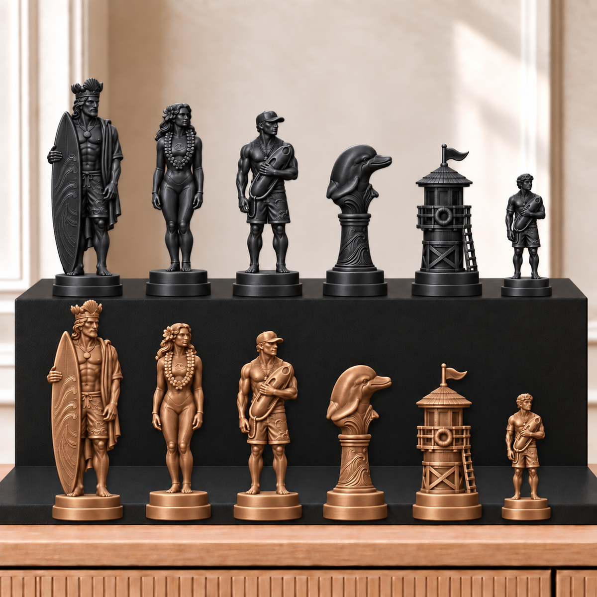 Surfen – thematisches Schachfigurenset mit 32 Figuren – Ansicht 12
