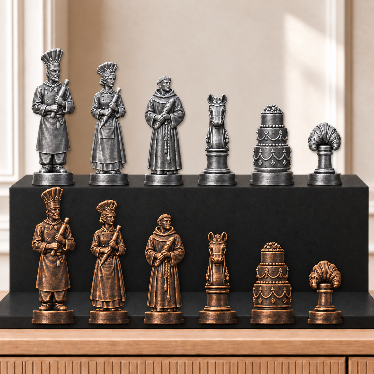 Bäcker – thematisches Schachfigurenset mit 32 Figuren – Ansicht 3