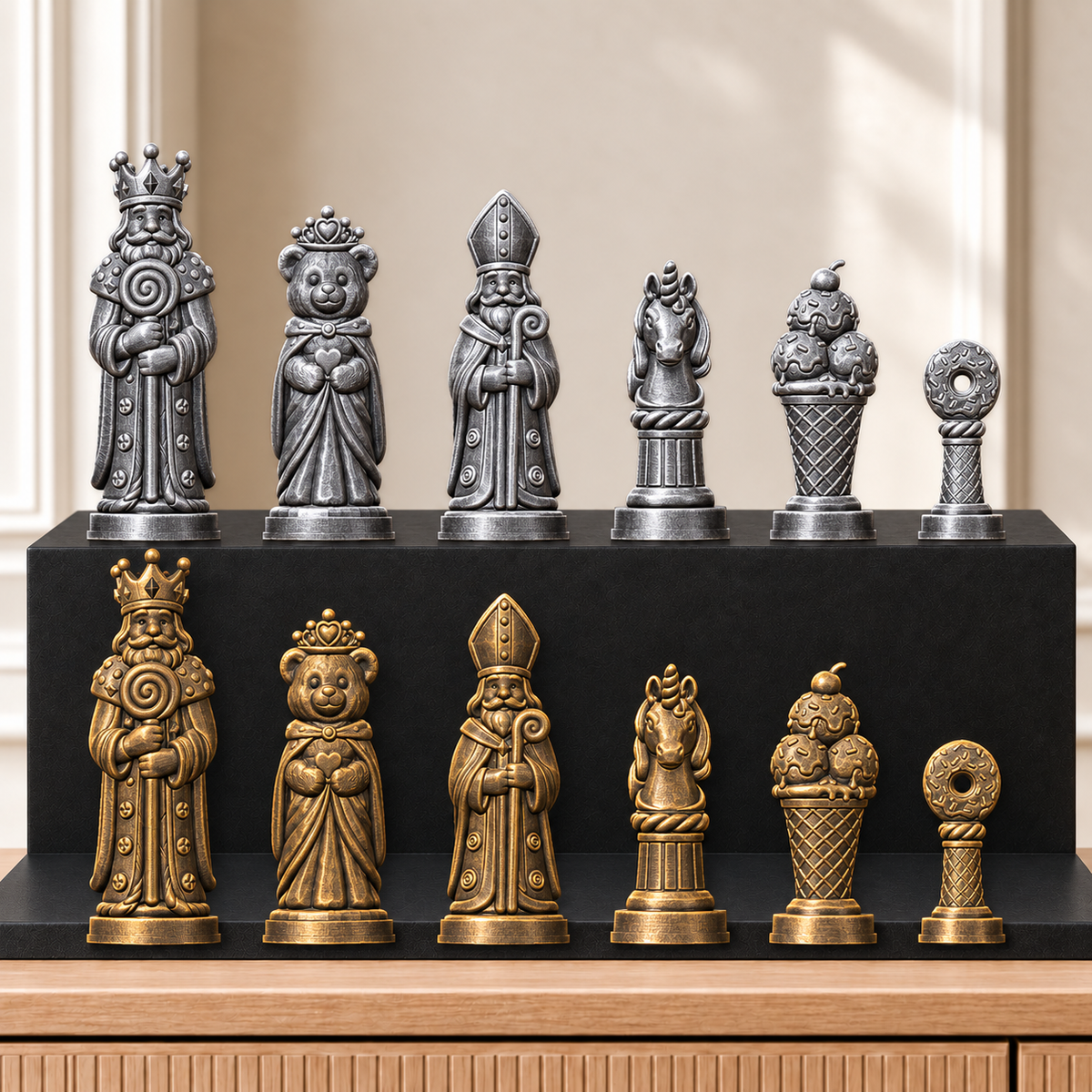Süßigkeiten – thematisches Schachfigurenset mit 32 Figuren – Ansicht 2