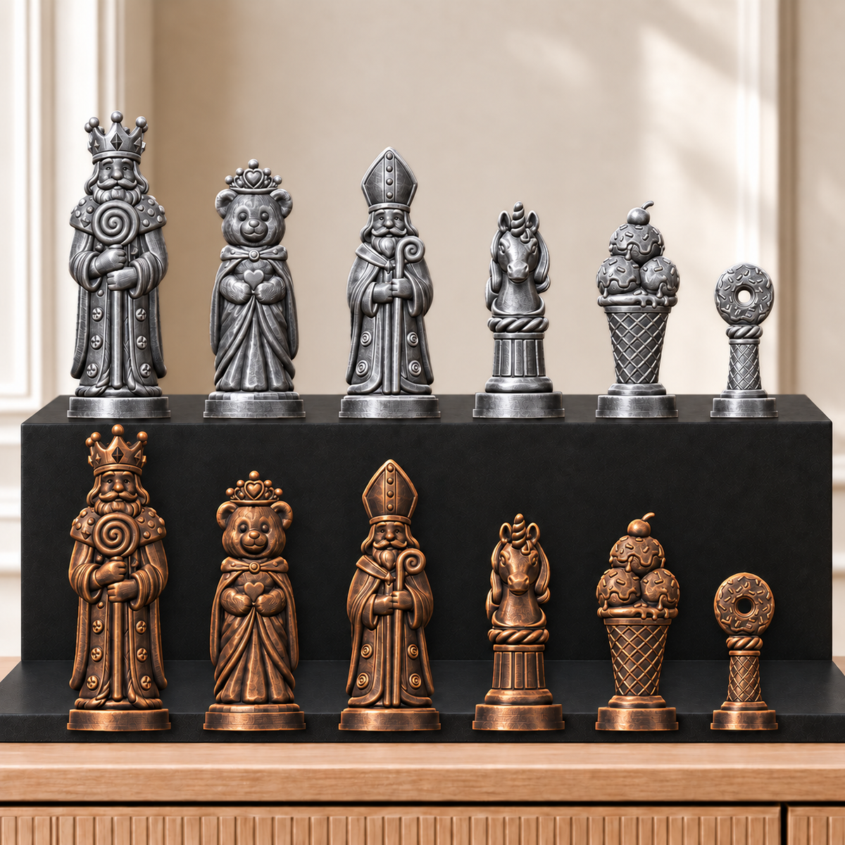 Süßigkeiten – thematisches Schachfigurenset mit 32 Figuren – Ansicht 3